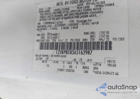 2010 Ford Mustang V6/V6 Premium из США, поврежденный, VIN 1ZVBP8EN3A5162987